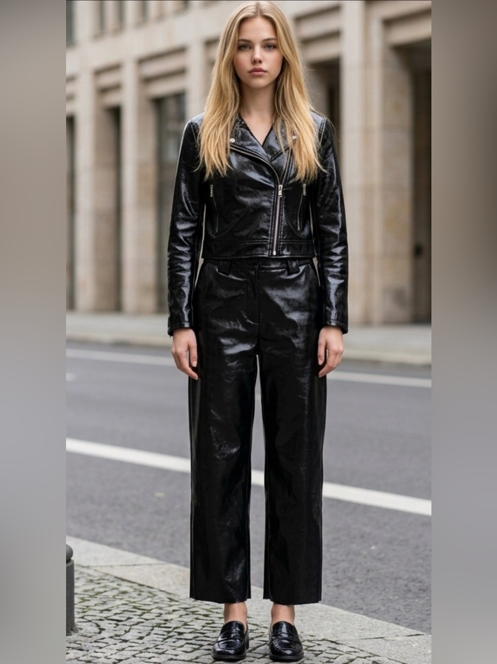 I.AM.GIA Black Straight Leg Vegan Leather Jumpsuit